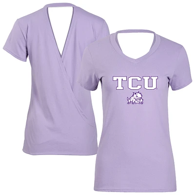 Women's Lavender TCU Horned Frogs Bella Crossover Back V-Neck T-Shirt