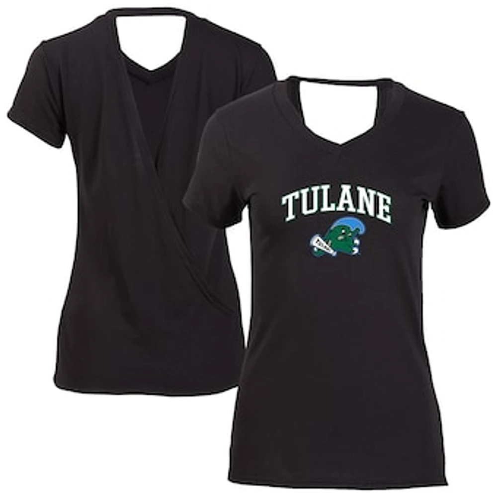 Women's Black Tulane Green Wave Bella Crossback T-Shirt