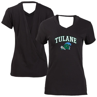 Women's Black Tulane Green Wave Bella Crossback T-Shirt