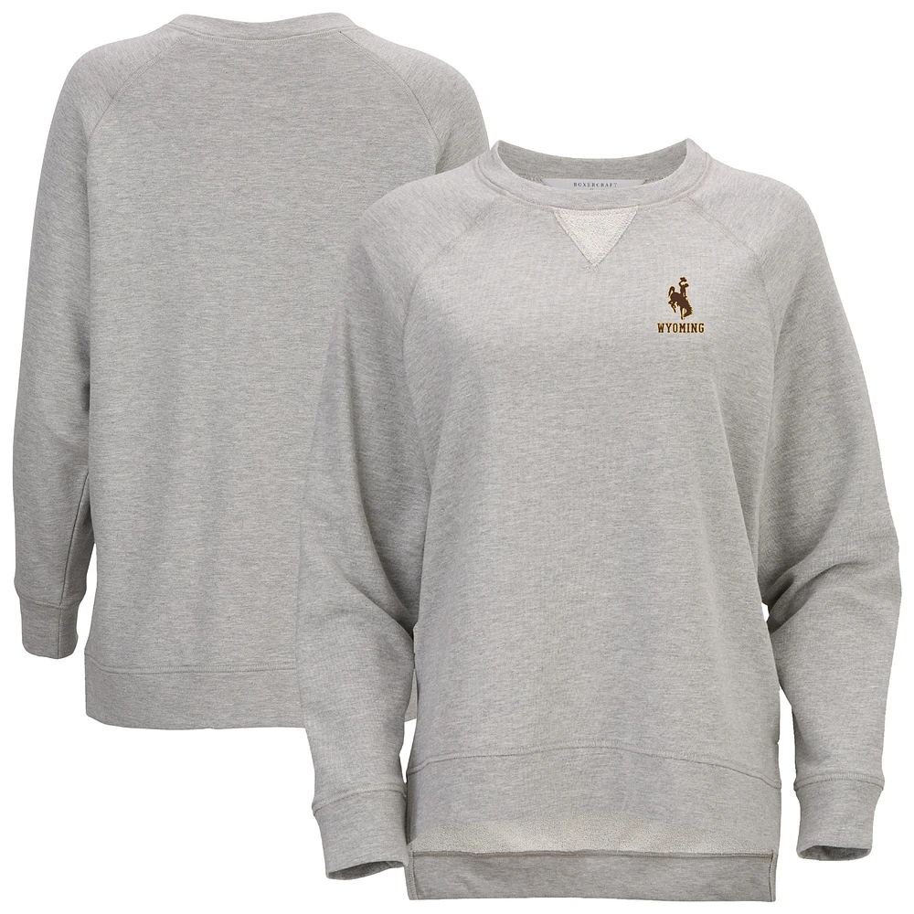 Women's Heather Gray Wyoming Cowboys Harlow Terry Raglan Pullover Sweatshirt