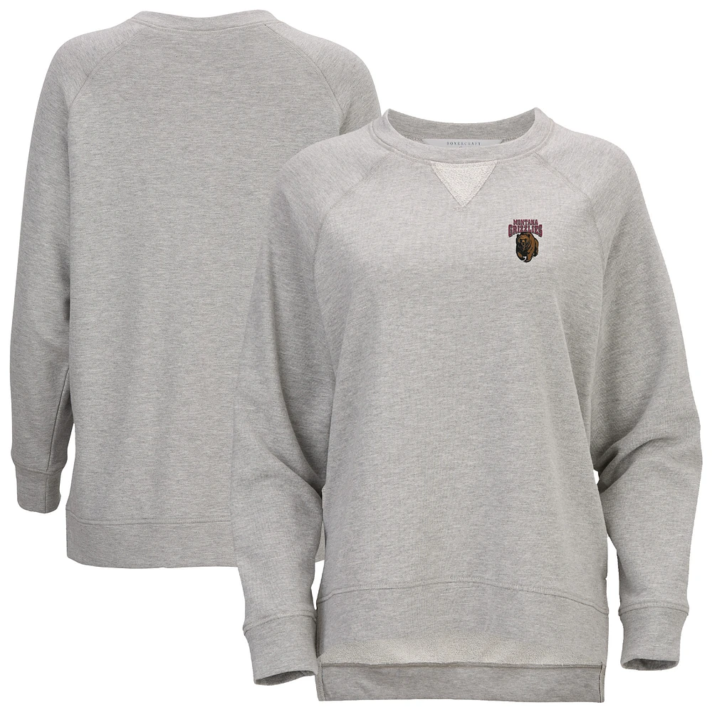 Women's Heather Gray Montana Grizzlies Harlow Terry Raglan Pullover Sweatshirt