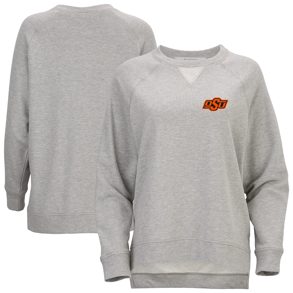 Women's Heather Gray Oklahoma State Cowboys Harlow Terry Raglan Pullover Sweatshirt