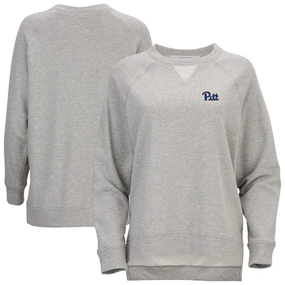 Women's Heather Gray Pitt Panthers Harlow Terry Raglan Pullover Sweatshirt
