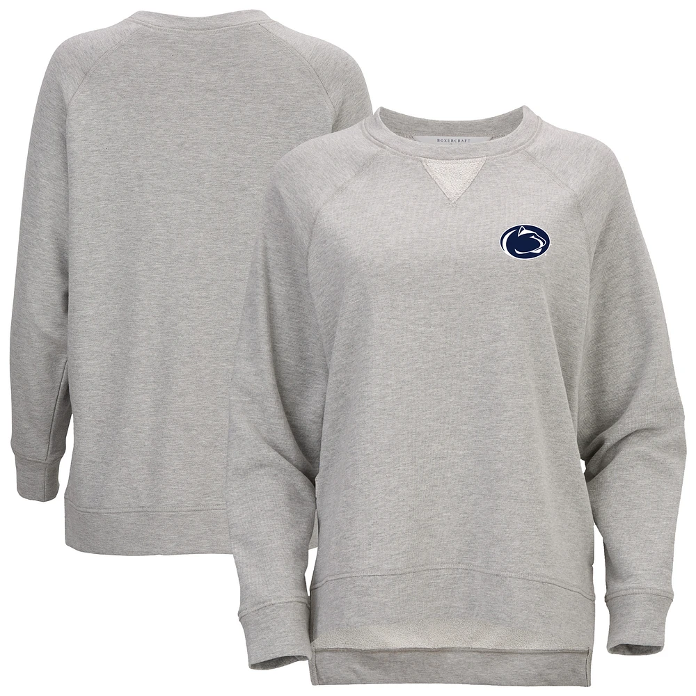 Women's Heather Gray Penn State Nittany Lions Harlow Terry Raglan Pullover Sweatshirt