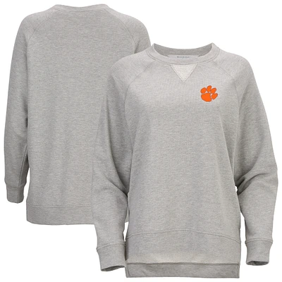 Women's Heather Gray Clemson Tigers Harlow Terry Raglan Pullover Sweatshirt
