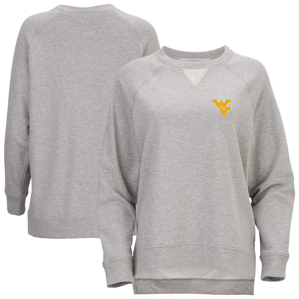 Women's Heather Gray West Virginia Mountaineers Harlow Terry Raglan Pullover Sweatshirt