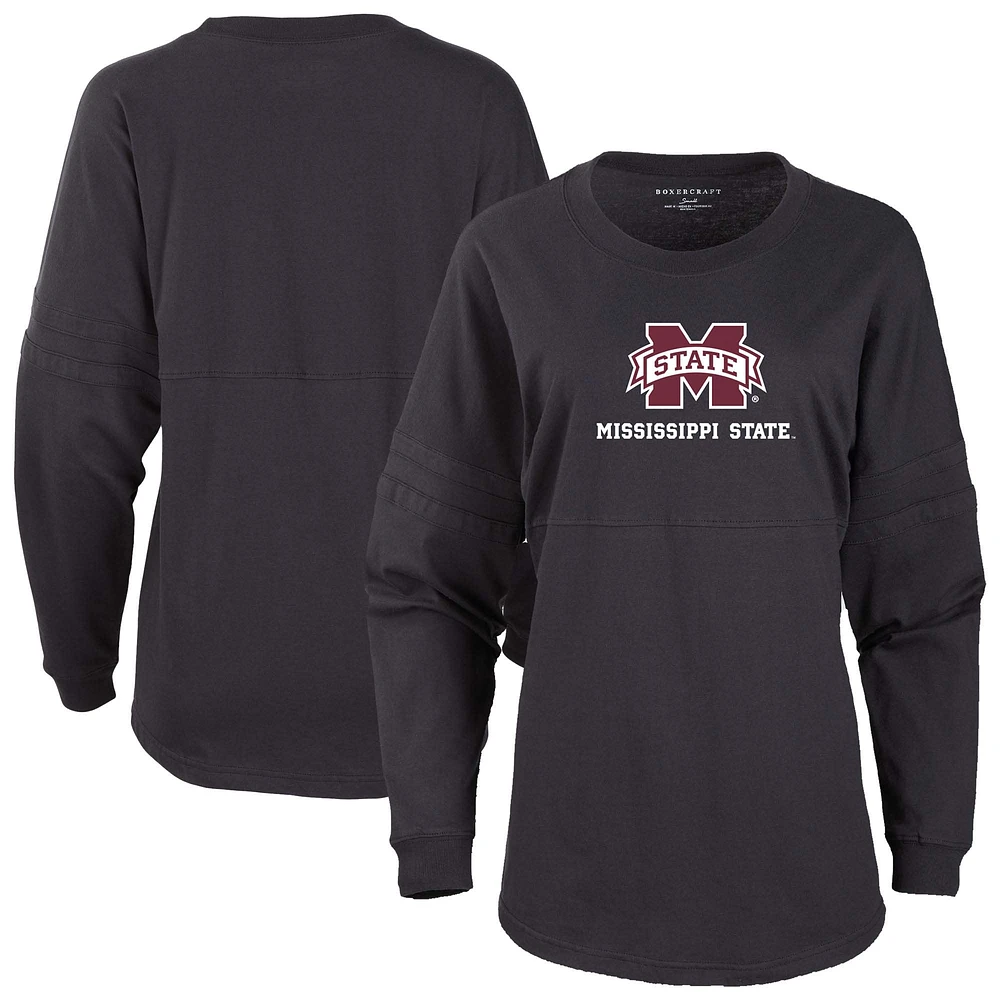 Women's Black Mississippi State Bulldogs Pom Long Sleeve Jersey