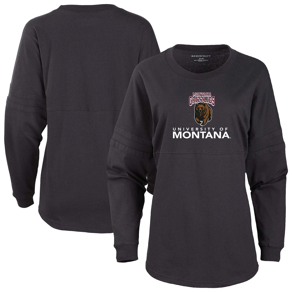 Women's Black Montana Grizzlies Pom Long Sleeve Jersey