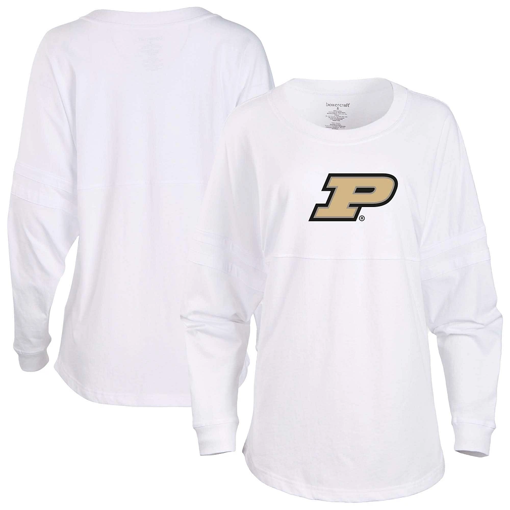 Women's White Purdue Boilermakers Pom Long Sleeve Jersey