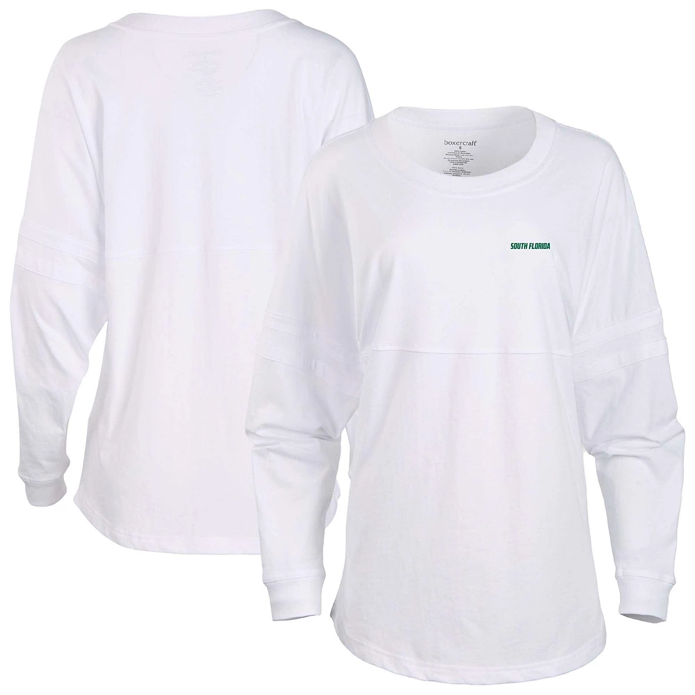 Women's White South Florida Bulls Pom Long Sleeve Jersey