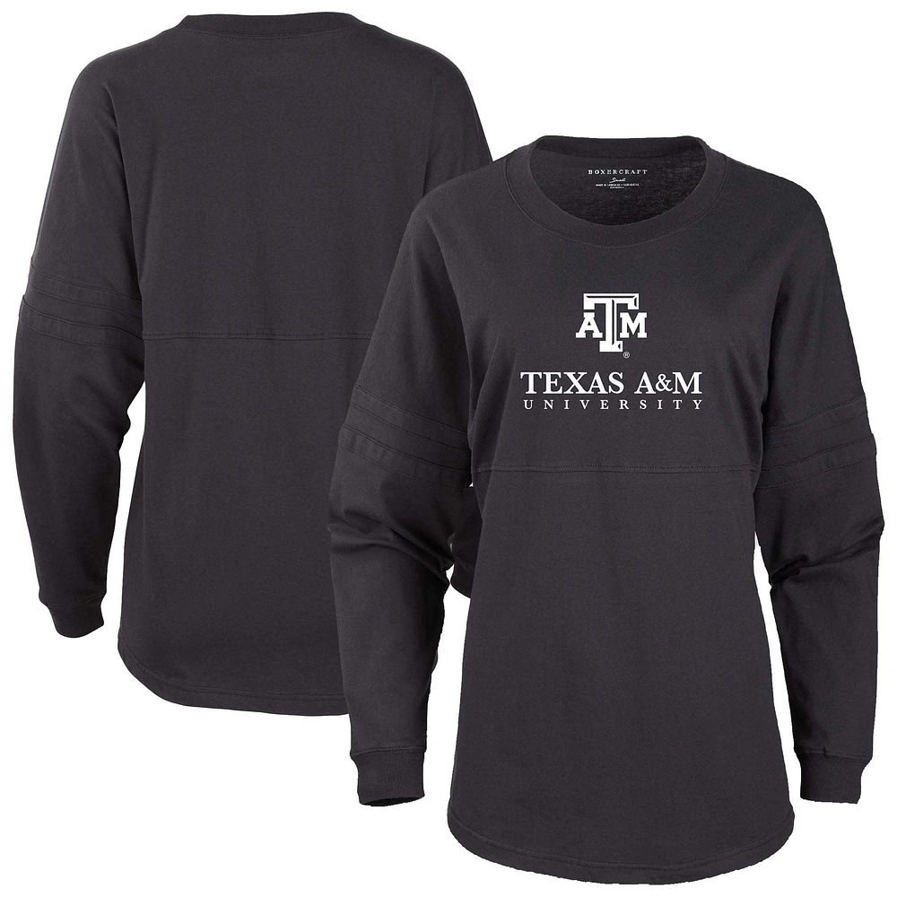 Women's Black Texas A&M Aggies Pom Long Sleeve Jersey