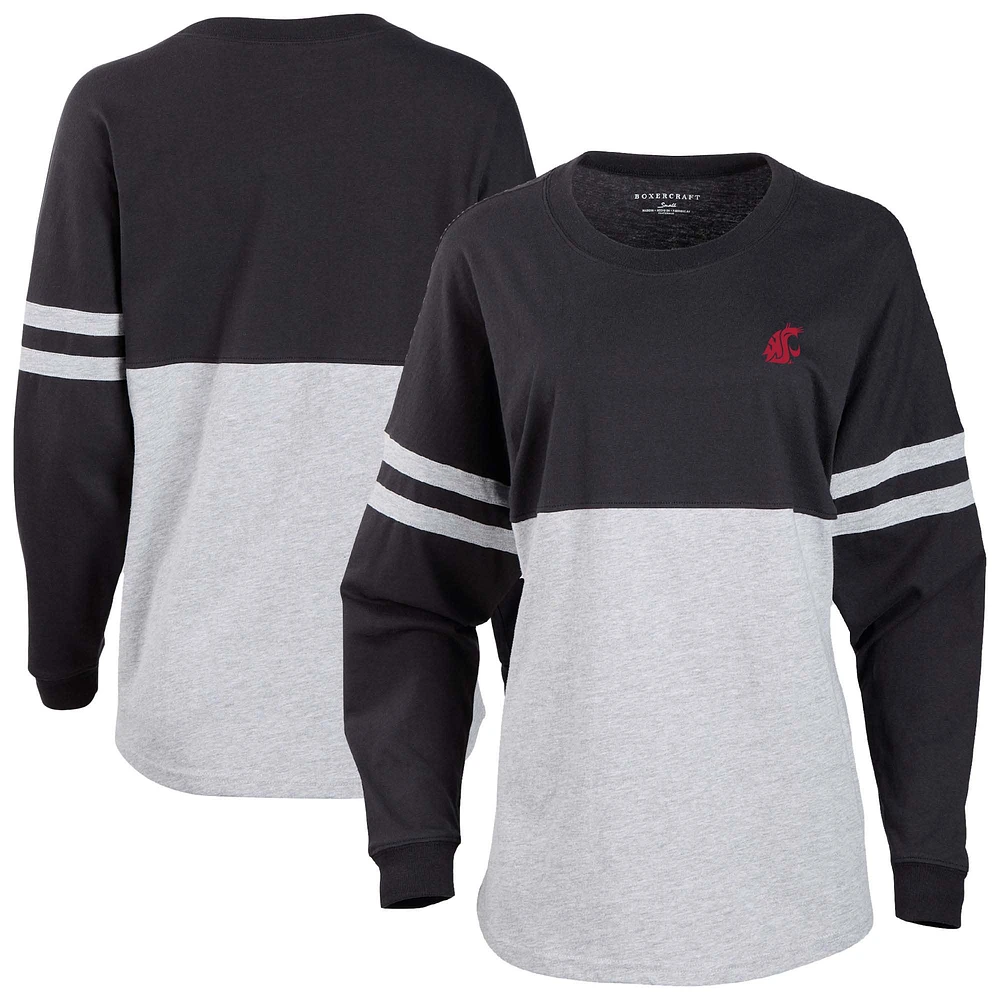 Women's Black/Heather Gray Washington State Cougars Pom Long Sleeve Jersey