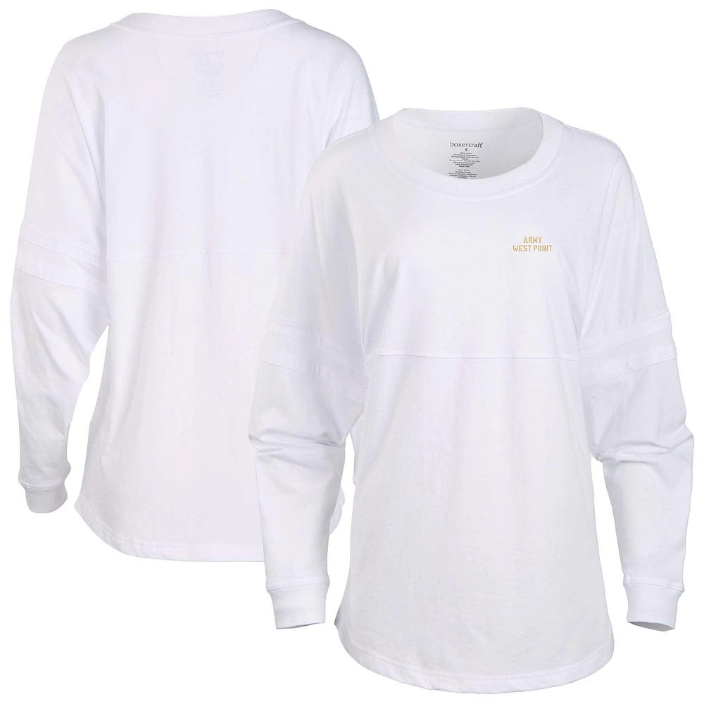 Women's White Army Black Knights Pom Long Sleeve Jersey