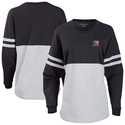 Women's Black/Heather Gray Alabama Crimson Tide Pom Long Sleeve Jersey