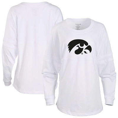 Women's White Iowa Hawkeyes Pom Long Sleeve Jersey