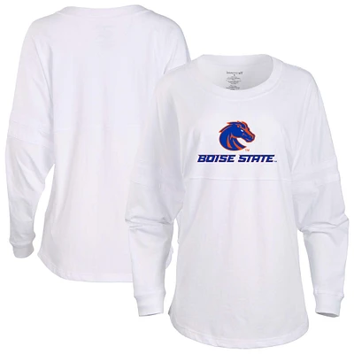 Women's White Boise State Broncos Pom Long Sleeve Jersey