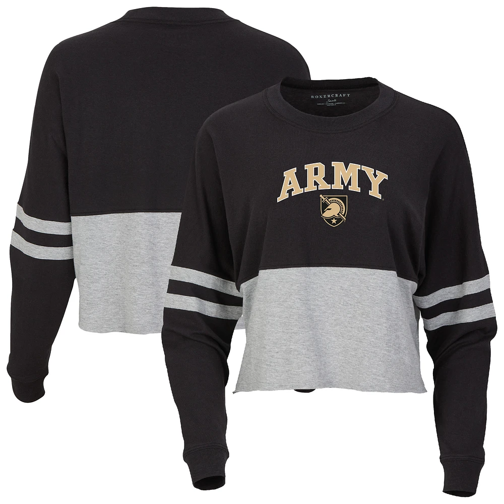 Women's Black Army Knights Oversized Cropped Retro Long Sleeve T-Shirt