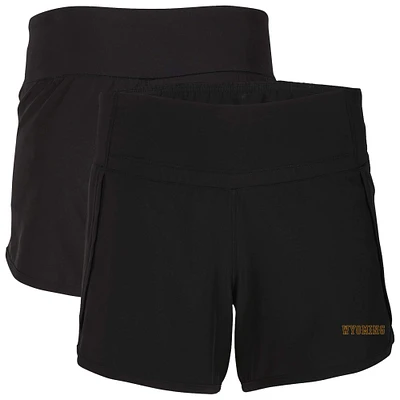 Women's Boxercraft Black Wyoming Cowboys Stretch Woven Lined Shorts