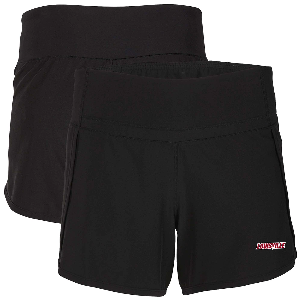 Women's Boxercraft Black Louisville Cardinals Stretch Woven Lined Shorts