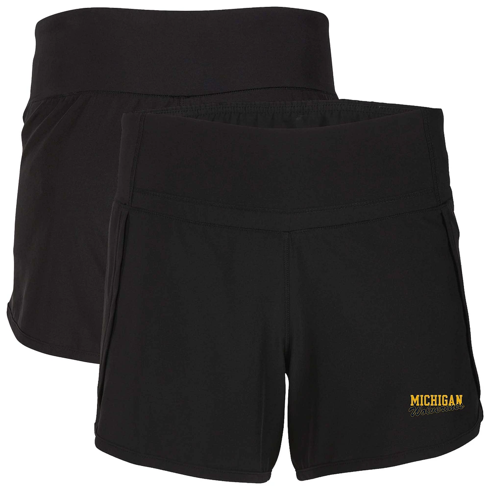 Women's Boxercraft Black Michigan Wolverines Stretch Woven Lined Shorts