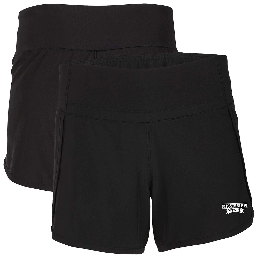 Women's Boxercraft Black Mississippi State Bulldogs Stretch Woven Lined Shorts