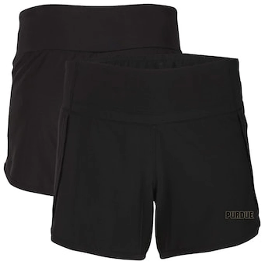 Women's Boxercraft Black Purdue Boilermakers Stretch Woven Lined Shorts