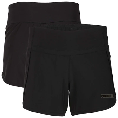 Women's Boxercraft Black Purdue Boilermakers Stretch Woven Lined Shorts