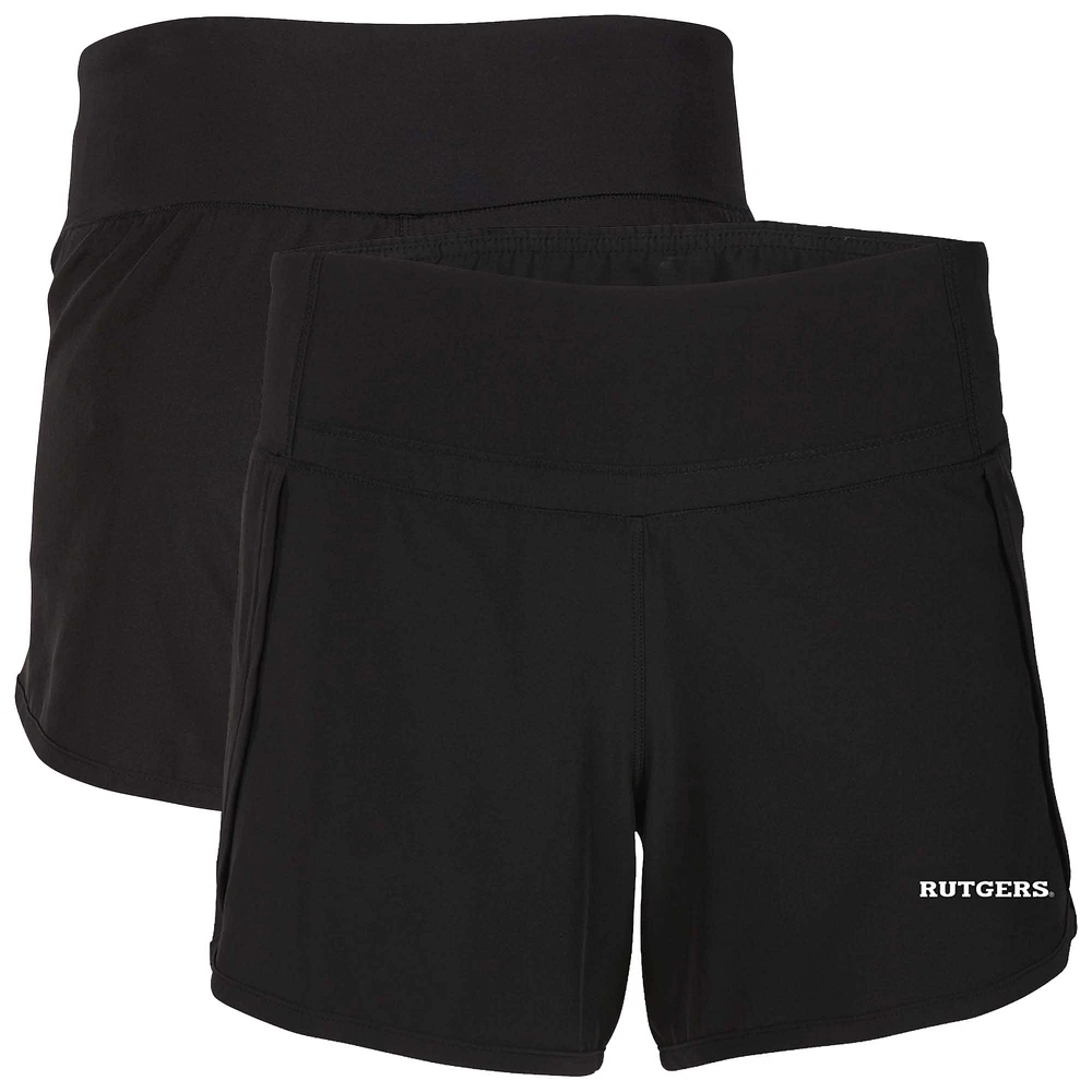 Women's Boxercraft Black Rutgers Scarlet Knights Stretch Woven Lined Shorts