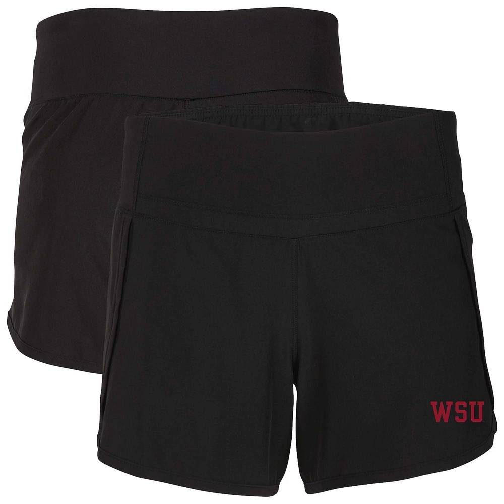 Women's Boxercraft Black Washington State Cougars Stretch Woven Lined Shorts