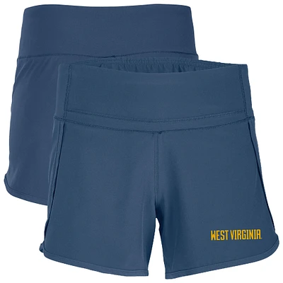 Women's Boxercraft Blue West Virginia Mountaineers Stretch Woven Lined Shorts