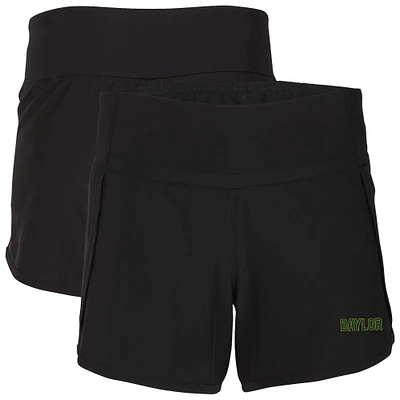 Women's Boxercraft Black Baylor Bears Stretch Woven Lined Shorts