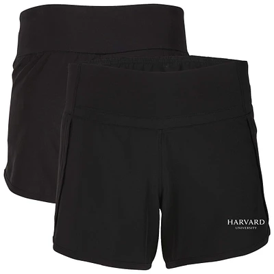 Women's Boxercraft Black Harvard Crimson Stretch Woven Lined Shorts