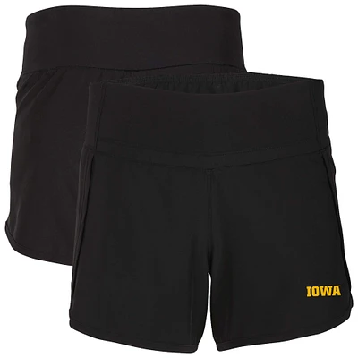 Women's Boxercraft Black Iowa Hawkeyes Stretch Woven Lined Shorts