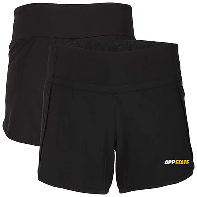 Women's Boxercraft Black Appalachian State Mountaineers Stretch Woven Lined Shorts