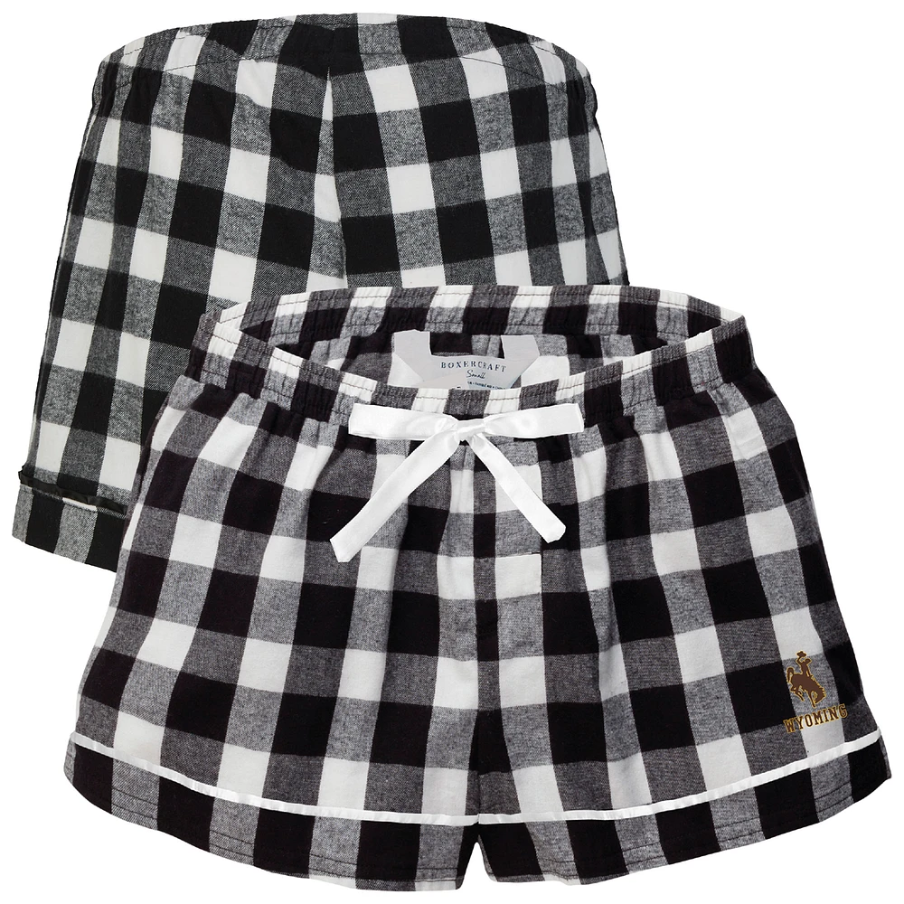 Women's Boxercraft Black Wyoming Cowboys Flannel Shorts