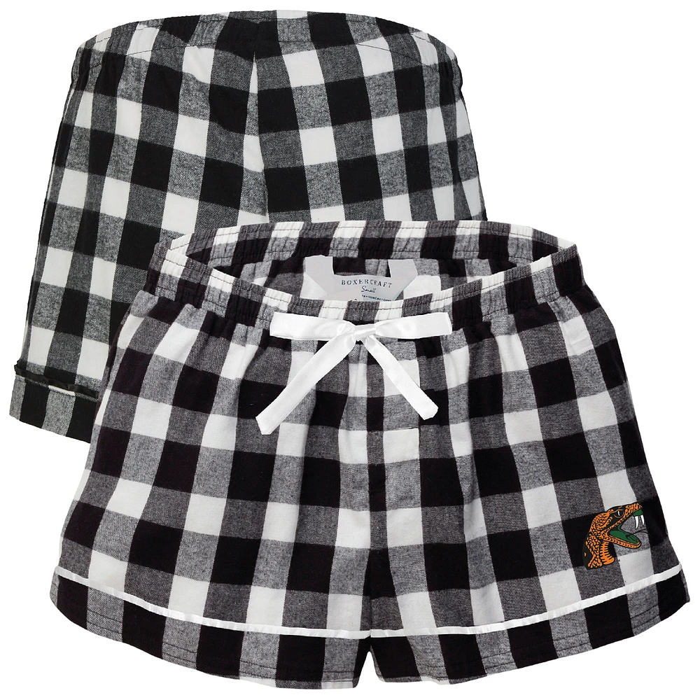 Women's Boxercraft Black Florida A&M Rattlers Flannel Shorts