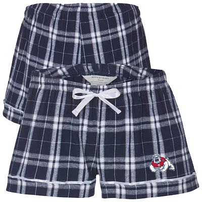 Women's Boxercraft Navy Fresno State Bulldogs Flannel Shorts