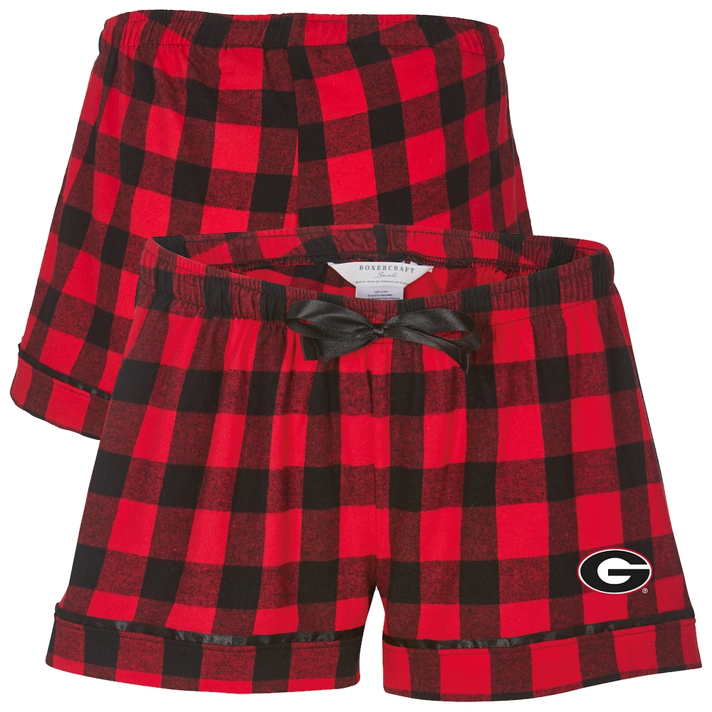 Women's Boxercraft Red Georgia Bulldogs Flannel Shorts