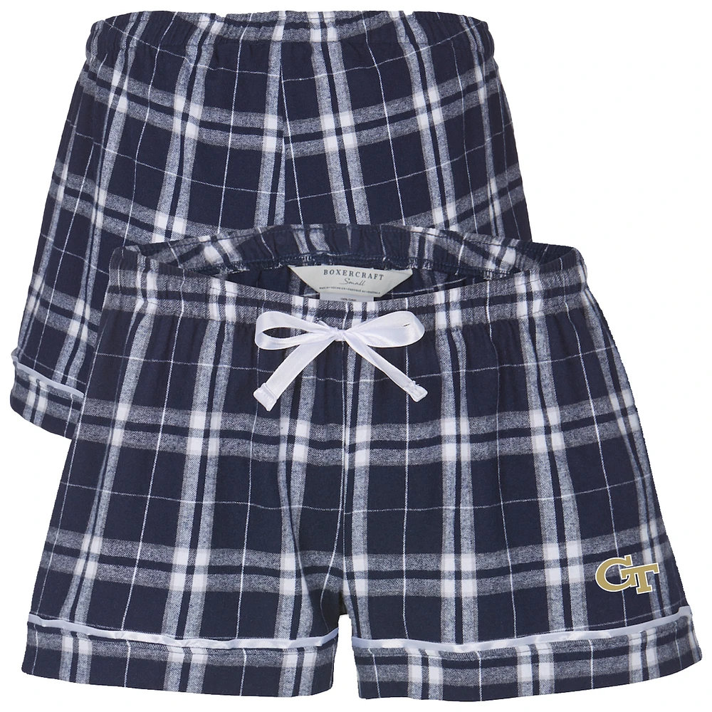 Women's Boxercraft Navy Georgia Tech Yellow Jackets Flannel Shorts
