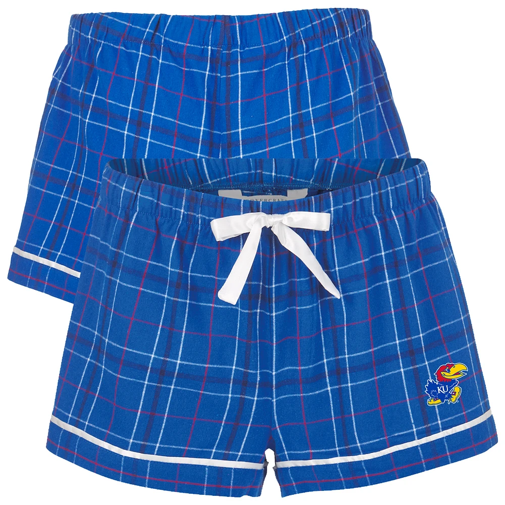 Women's Boxercraft Royal Kansas Jayhawks Flannel Shorts
