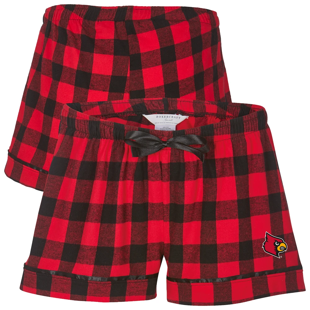Women's Boxercraft Red Louisville Cardinals Flannel Shorts