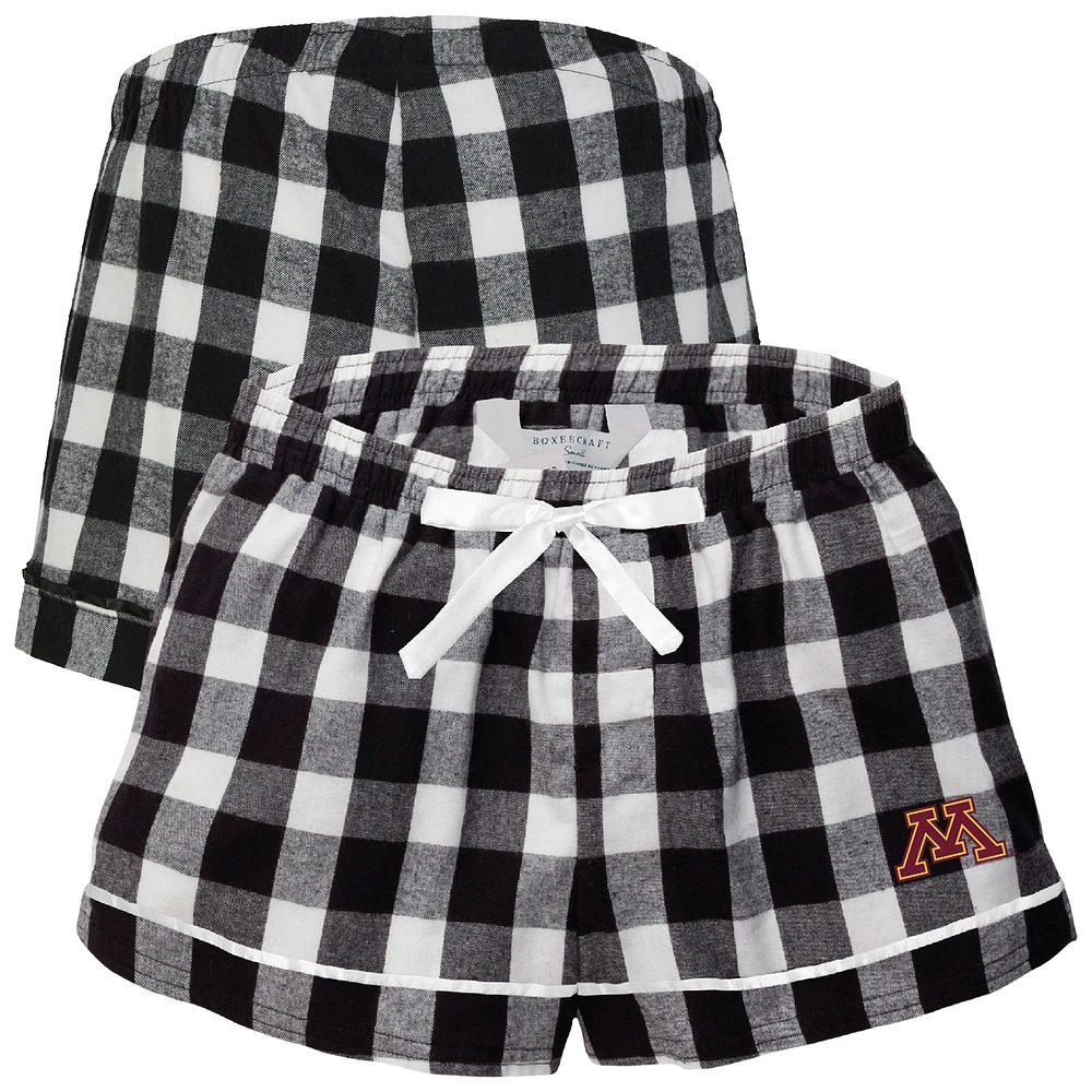 Women's Boxercraft Black Minnesota Golden Gophers Flannel Shorts