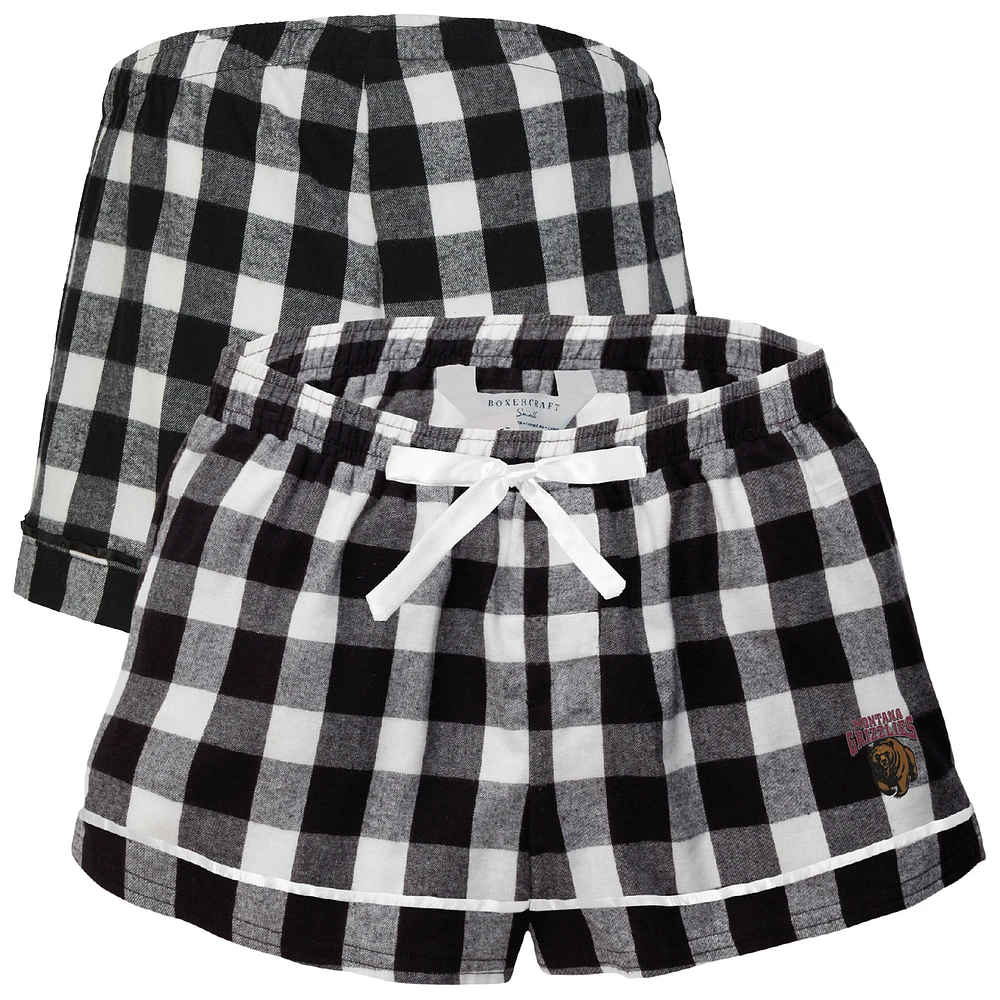 Women's Boxercraft Black Montana Grizzlies Flannel Shorts