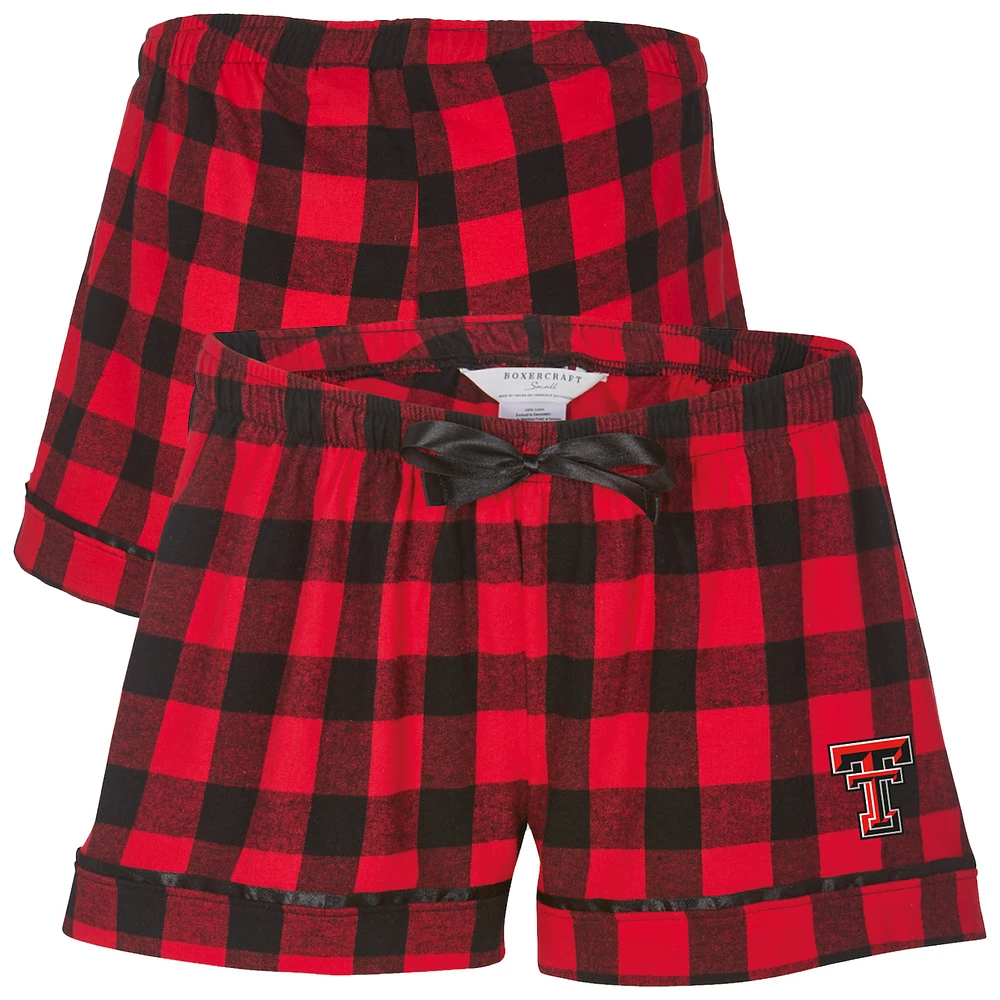 Women's Boxercraft Red Texas Tech Raiders Flannel Shorts