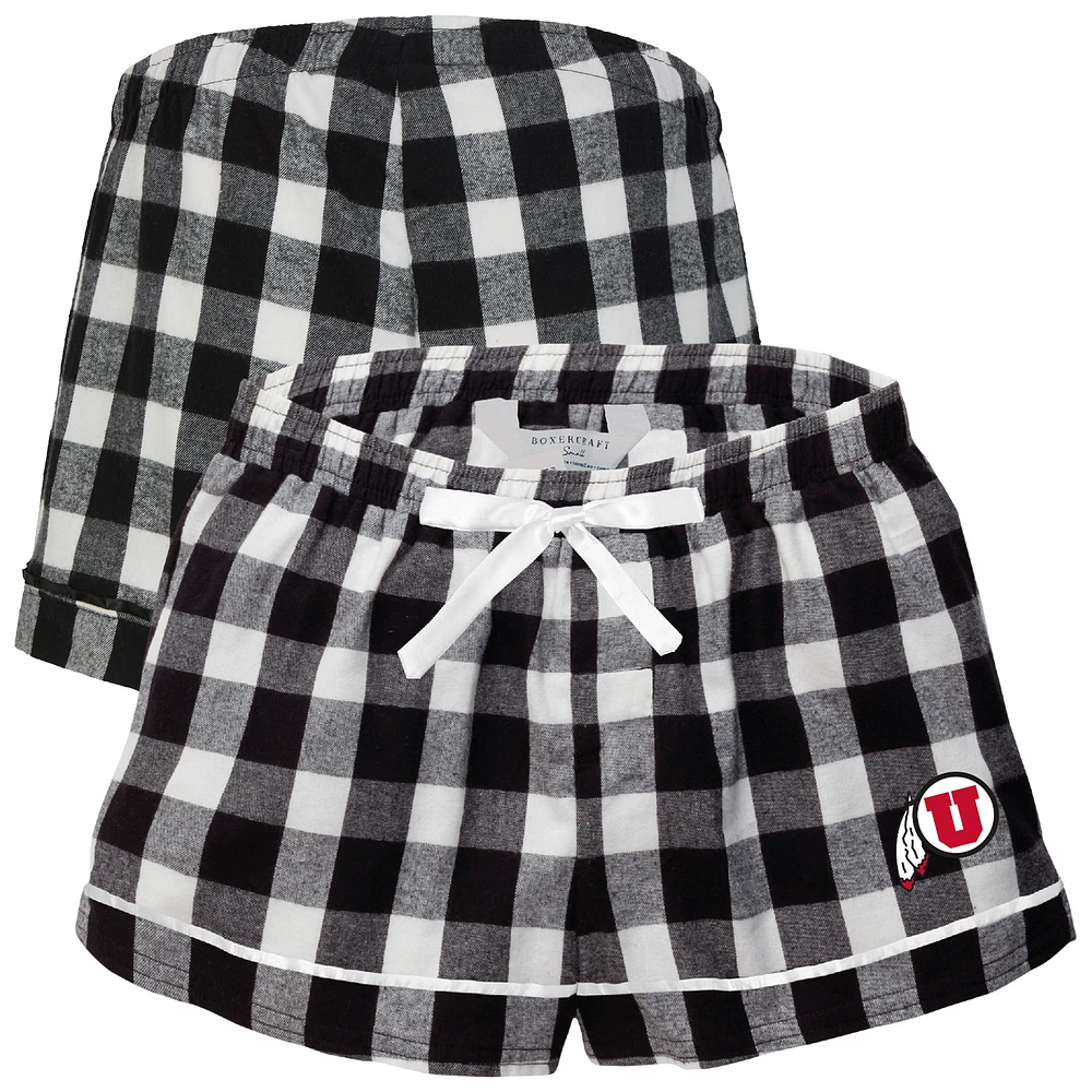 Women's Boxercraft Black Utah Utes Flannel Shorts