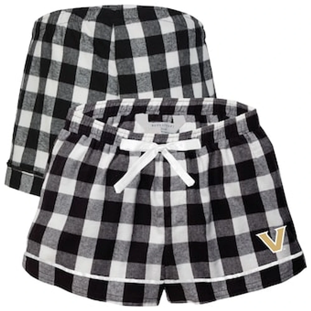 Women's Boxercraft Black Vanderbilt Commodores Flannel Shorts