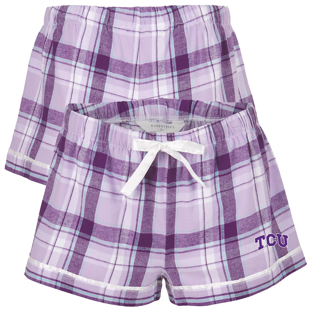 Women's Boxercraft Purple TCU Horned Frogs Flannel Shorts