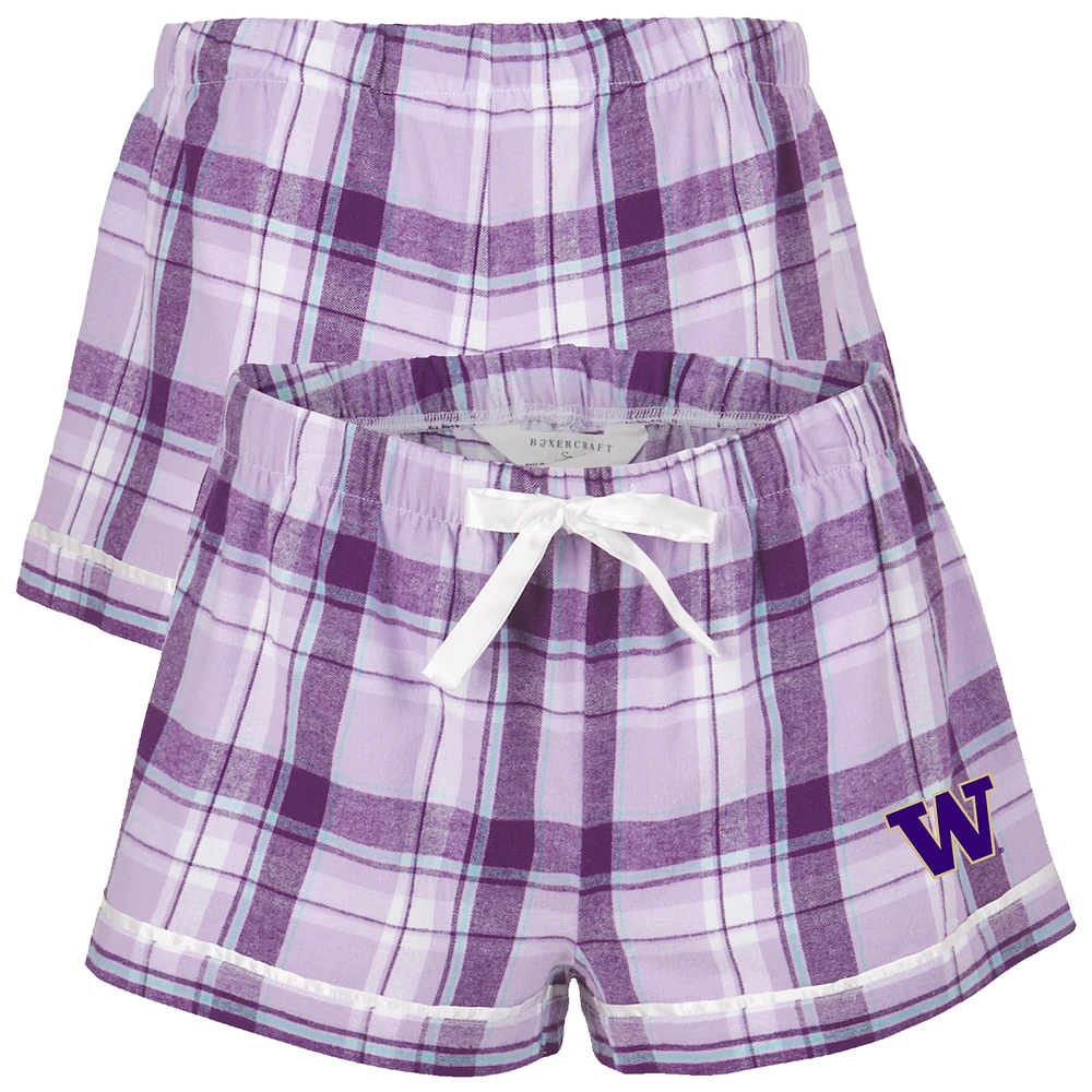 Women's Boxercraft Purple Washington Huskies Flannel Shorts