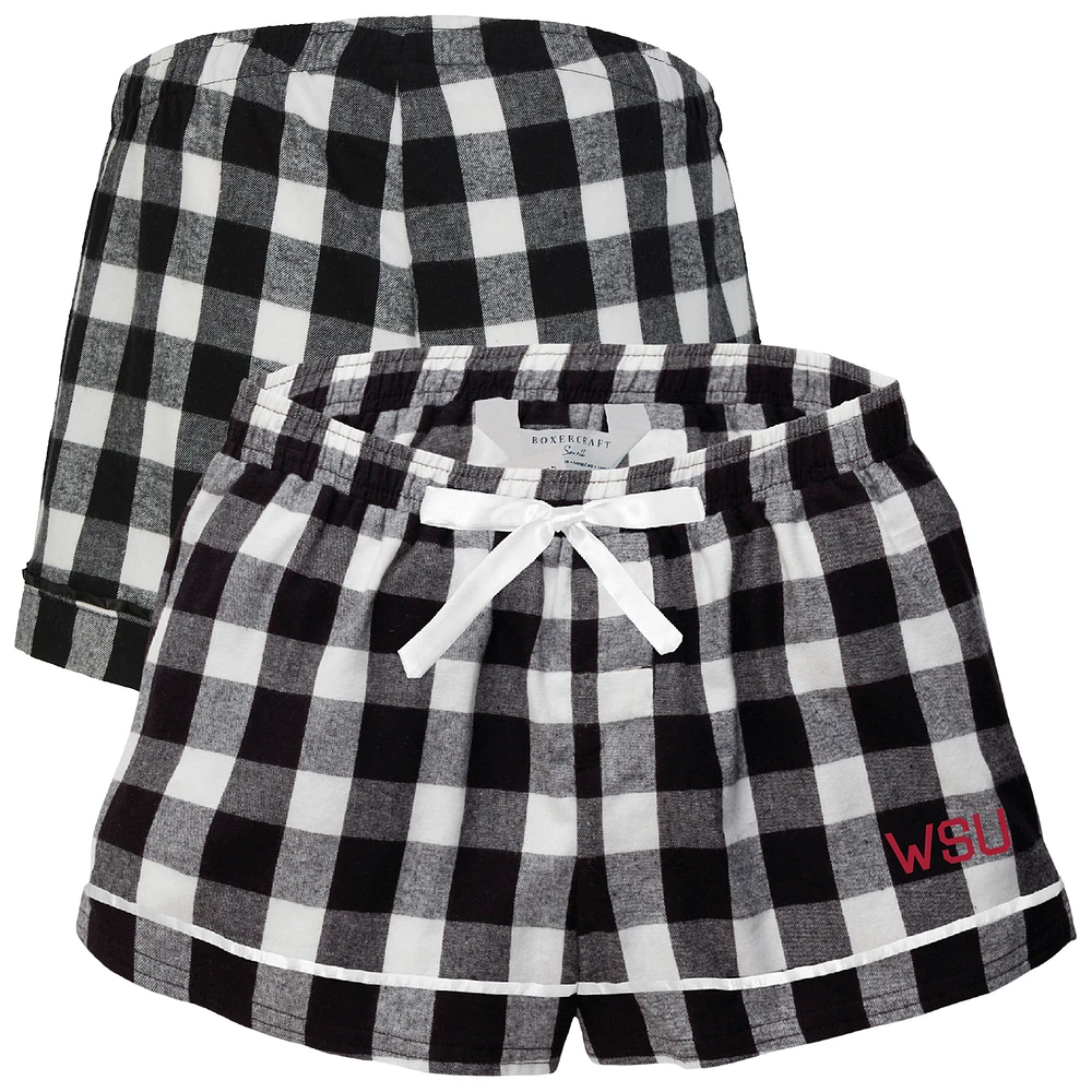 Women's Boxercraft Black Washington State Cougars Flannel Shorts