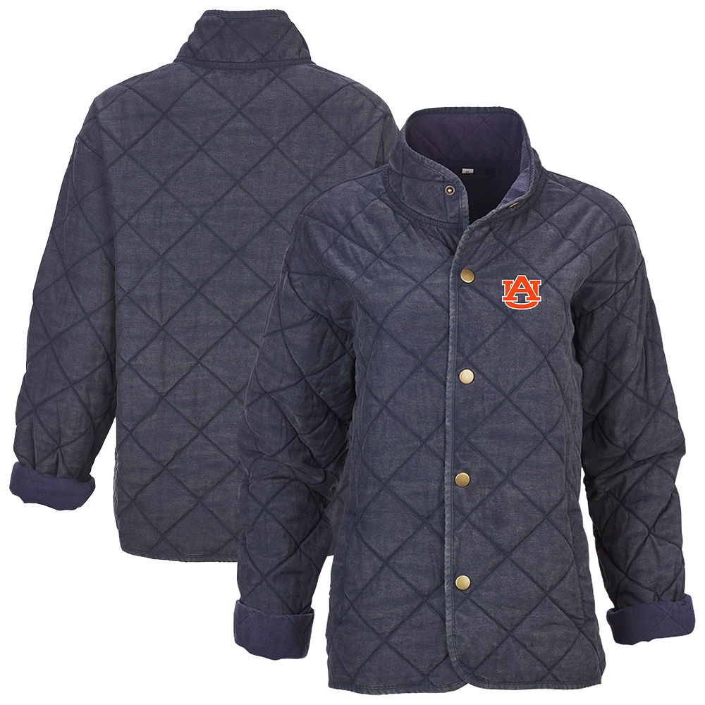 Women's Boxercraft Navy Auburn Tigers Quilted Market Full-Zip Jacket